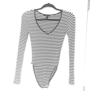 Forever 21 White and black striped body suit!